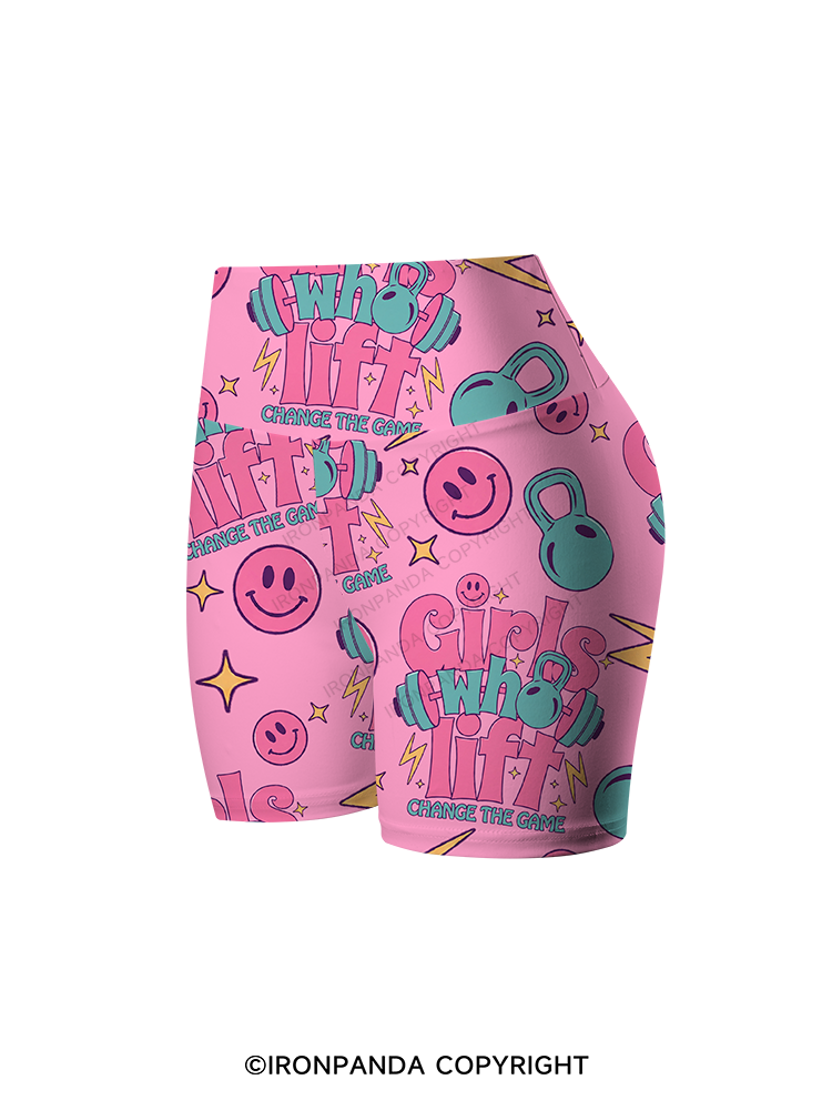 Girls who lift change the game Printed Yoga Cycling Shorts