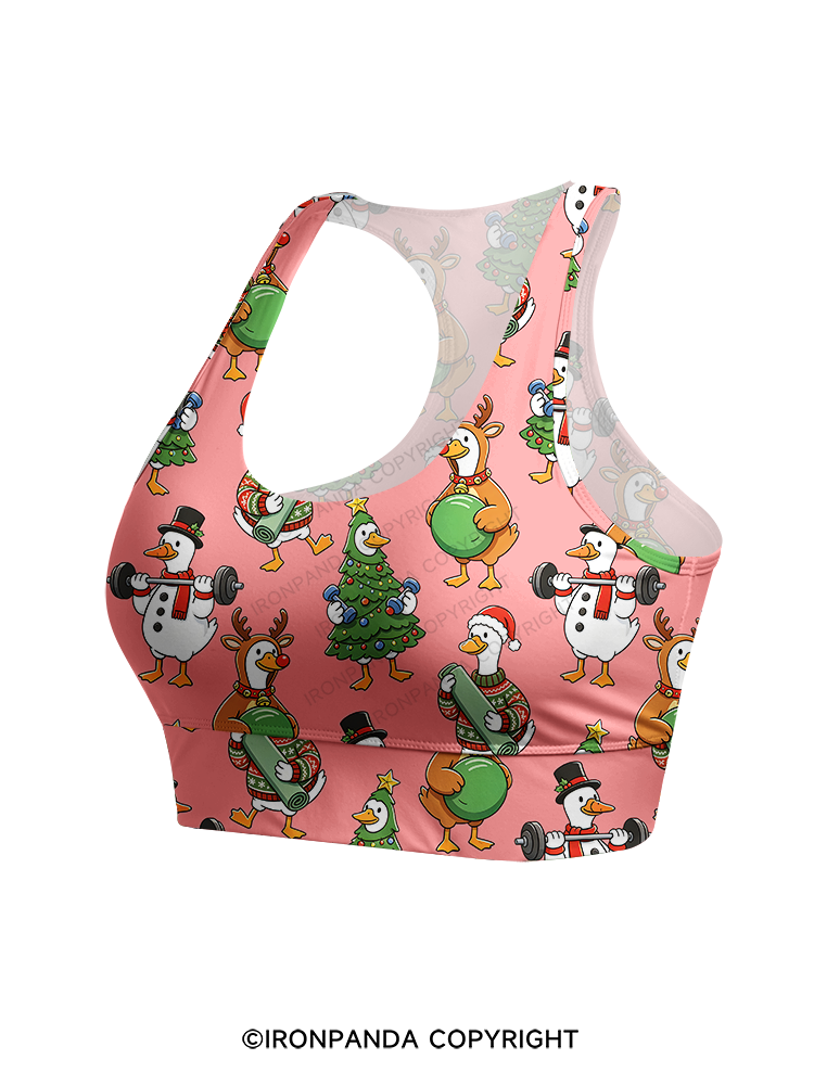 Weightlifting Goose Christmas Racerback Sports Bra