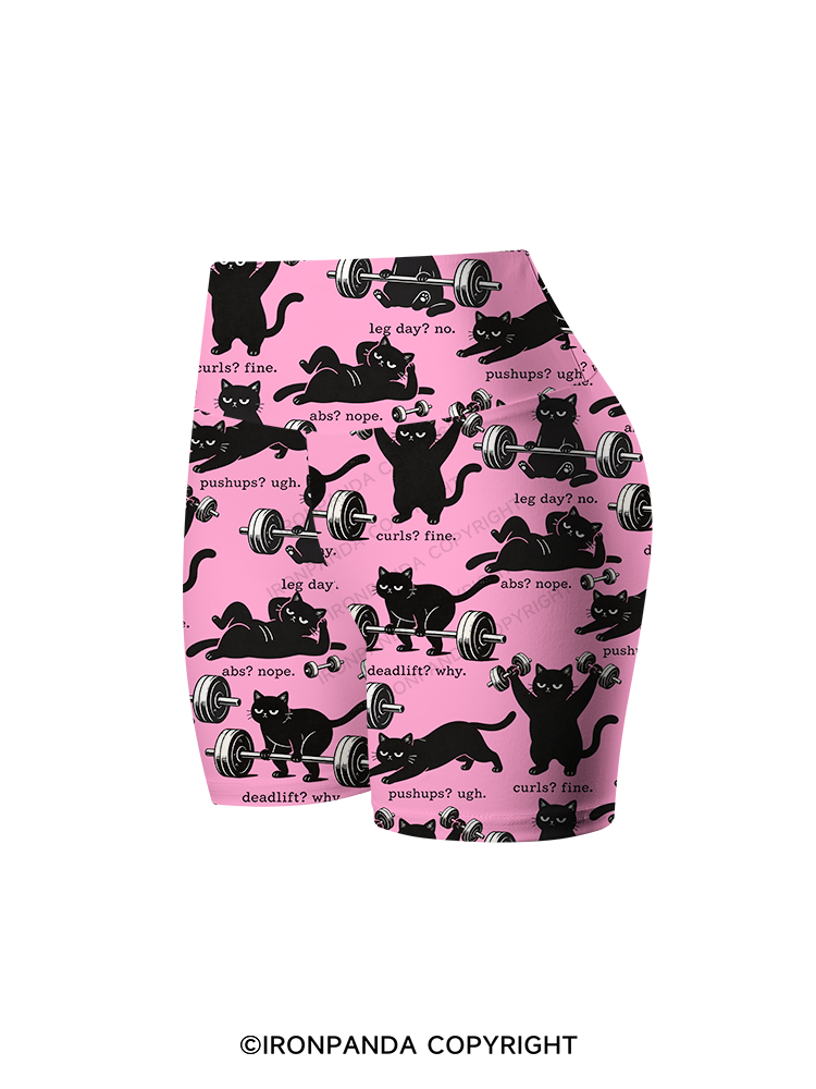 Funny Gym Cat Yoga Printed Yoga Cycling Shorts