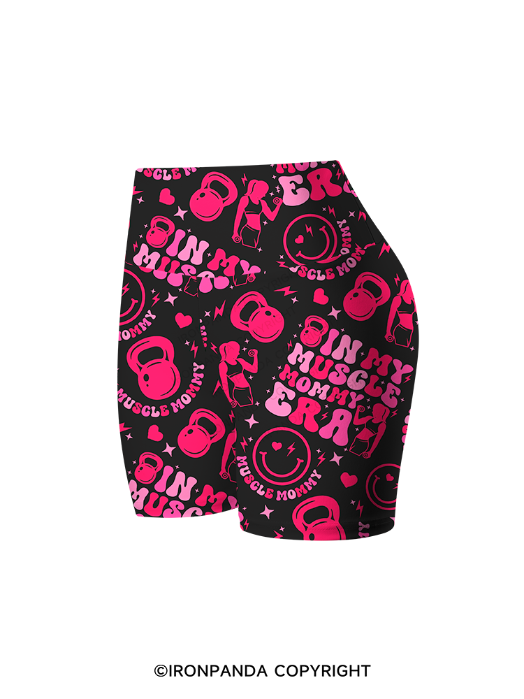 In My Muscle Mommy Era Printed Yoga Cycling Shorts