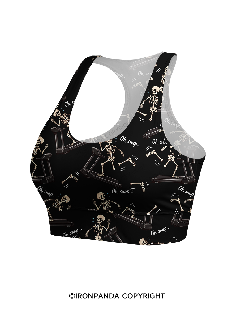Oh Snap Funny Skeleton Racerback Sports Bra