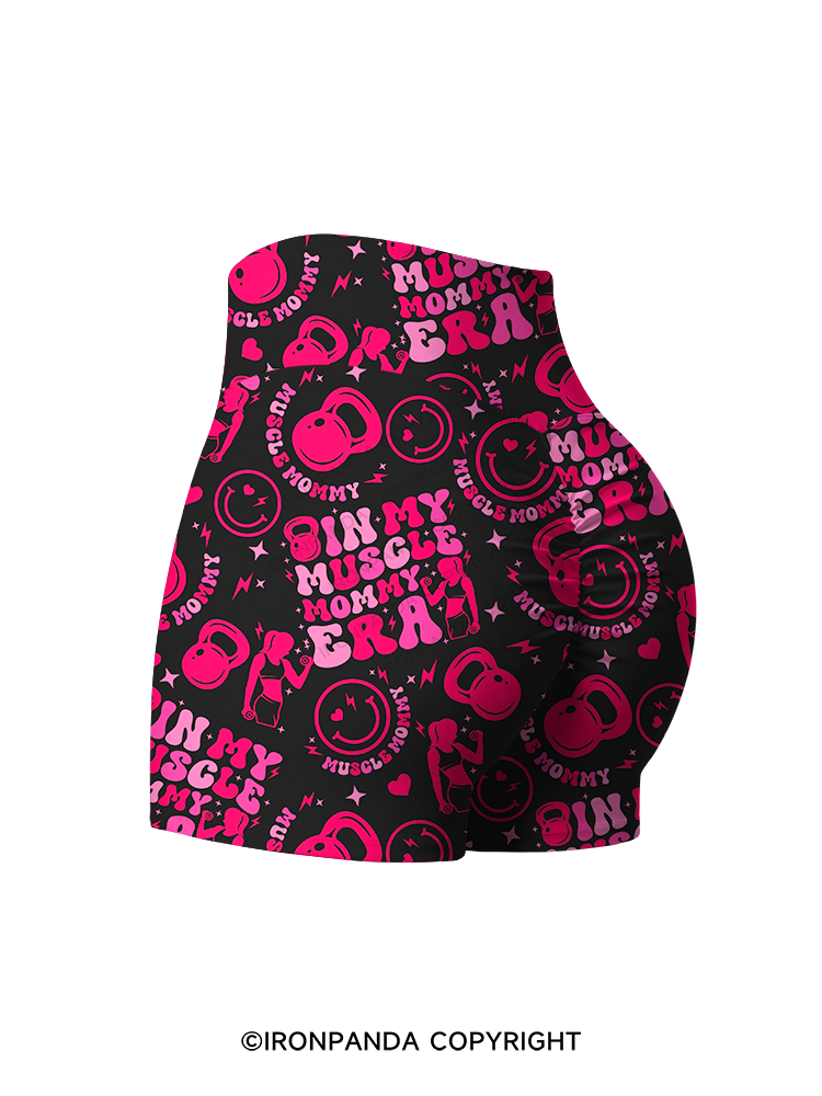 In My Muscle Mommy Era Printed Yoga Shorts