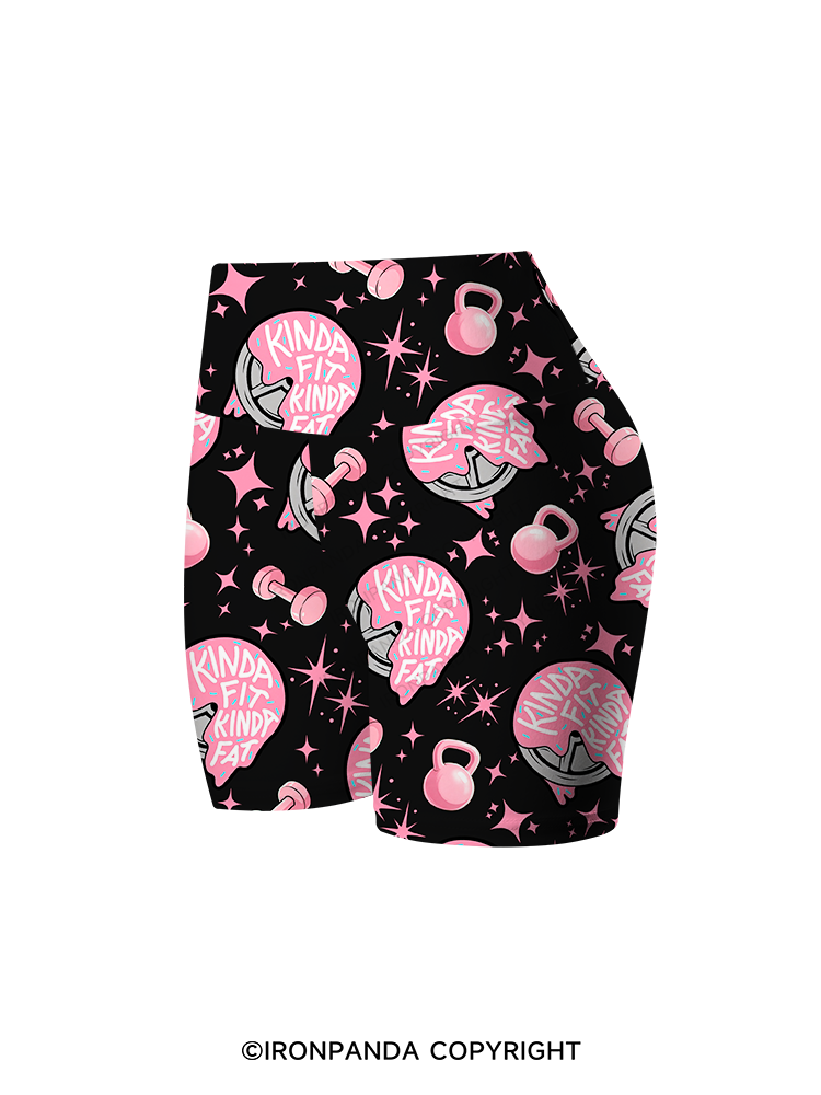 KINDA FIT KINDA FAT DONUT PLATE Printed Yoga Cycling Shorts
