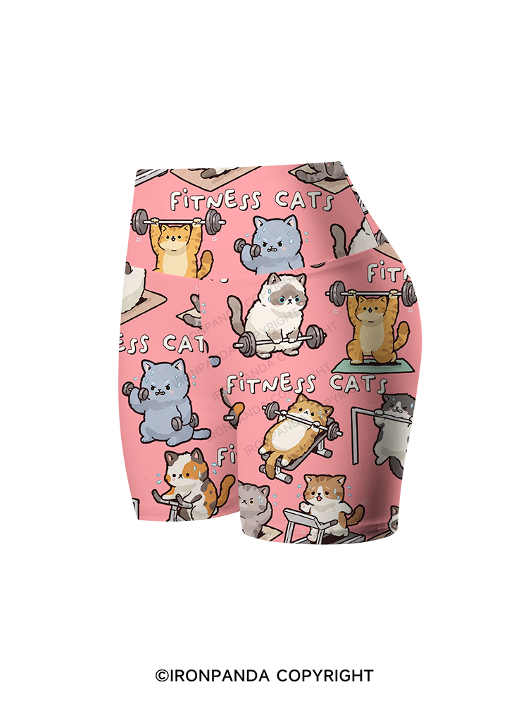 FITNESS Cat Printed Yoga Cycling Shorts