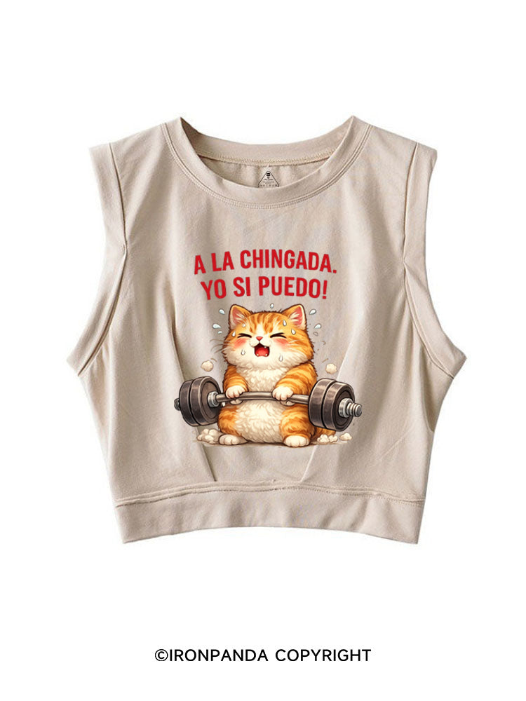 A LA CHINGADA. YO SI PUEDO! SLEEVELESS CROP TOPS