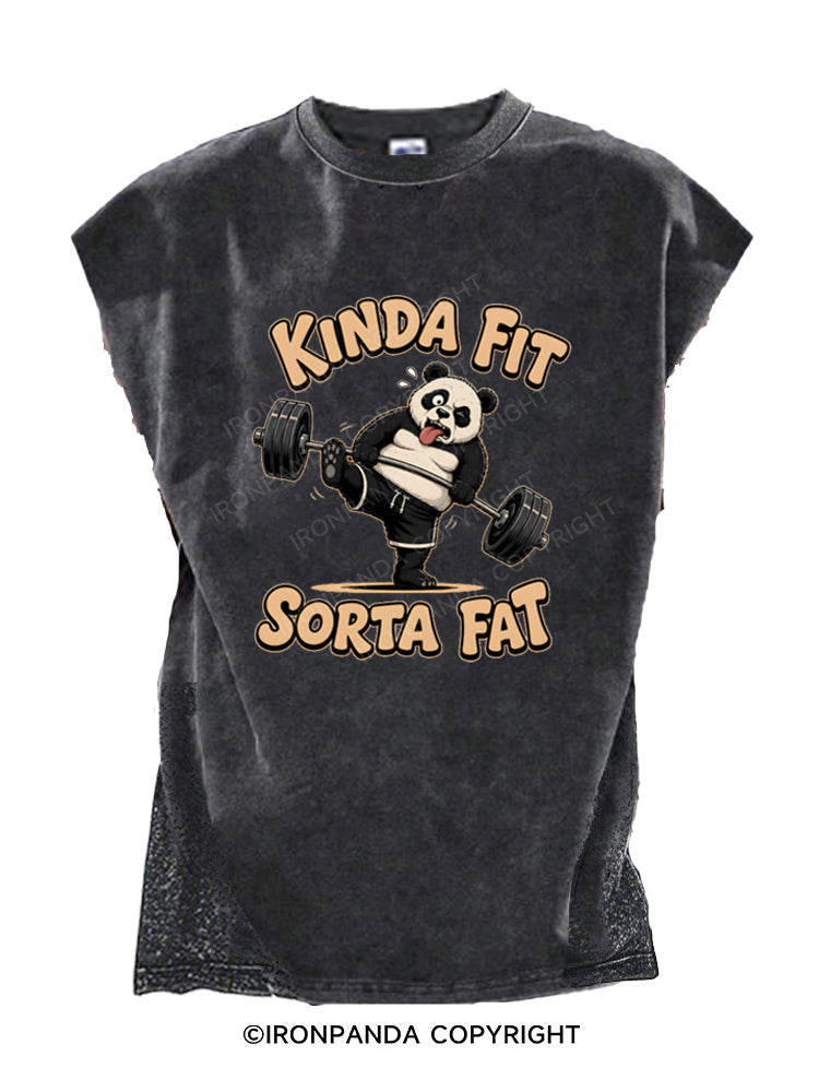 Kinda Fit Sorta Fat Funny Panda Cut Off Tank