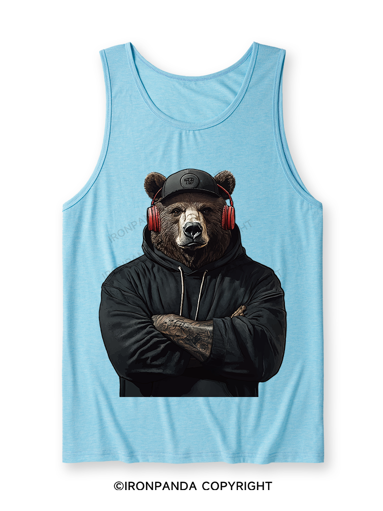 Bear with headphones Ultra Soft Heather Tank