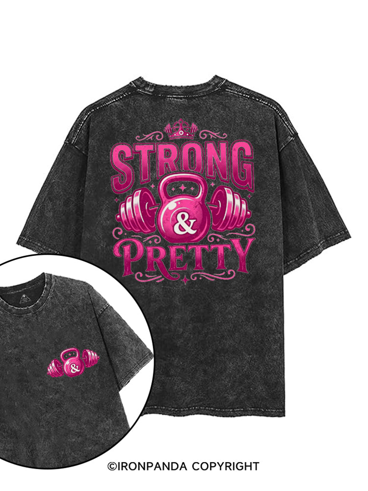 STRONG & PRETTY STRONG VIBES printed Gym Shirt