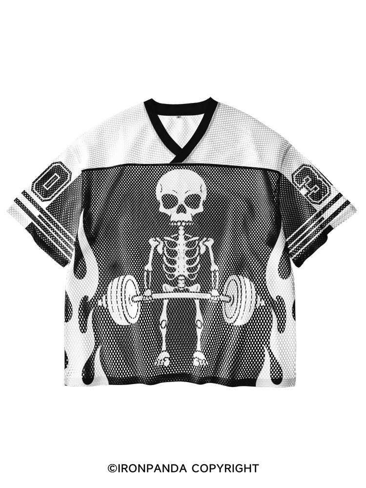 Deadlift Squad V-Neck Open Hole Mesh Top
