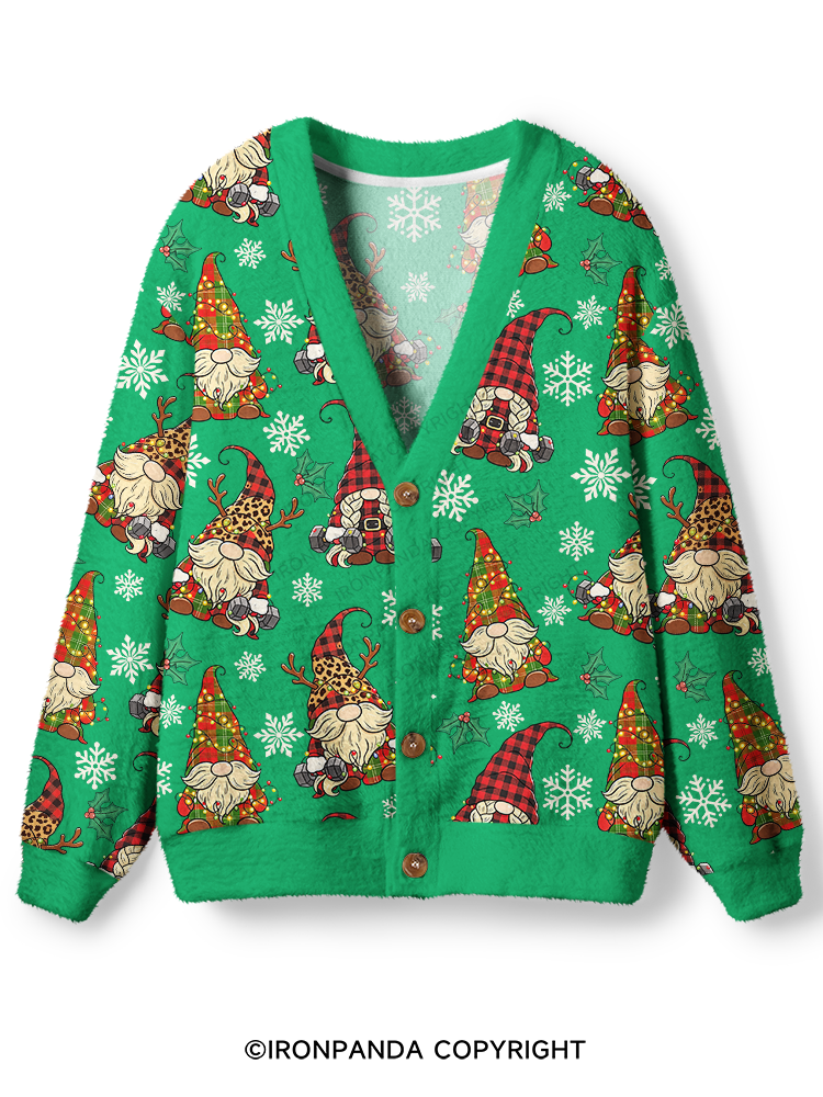 Funny Fitness Christmas Elf Ugly Cardigan Sweater