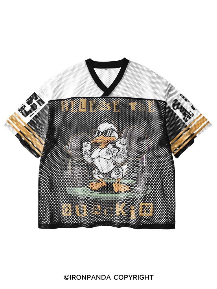 STRONG DUCK RELEASE THE QUACKIN V-Neck Open Hole Mesh Top