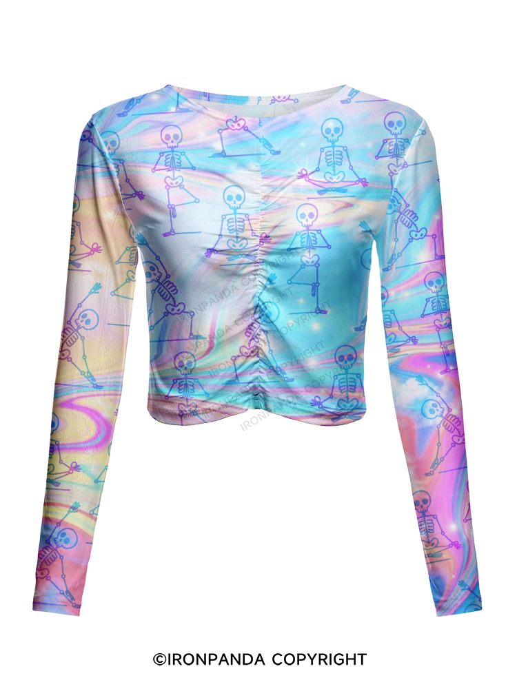 ZEN TO THE BONE SKELETON Mesh Long Sleeve Top