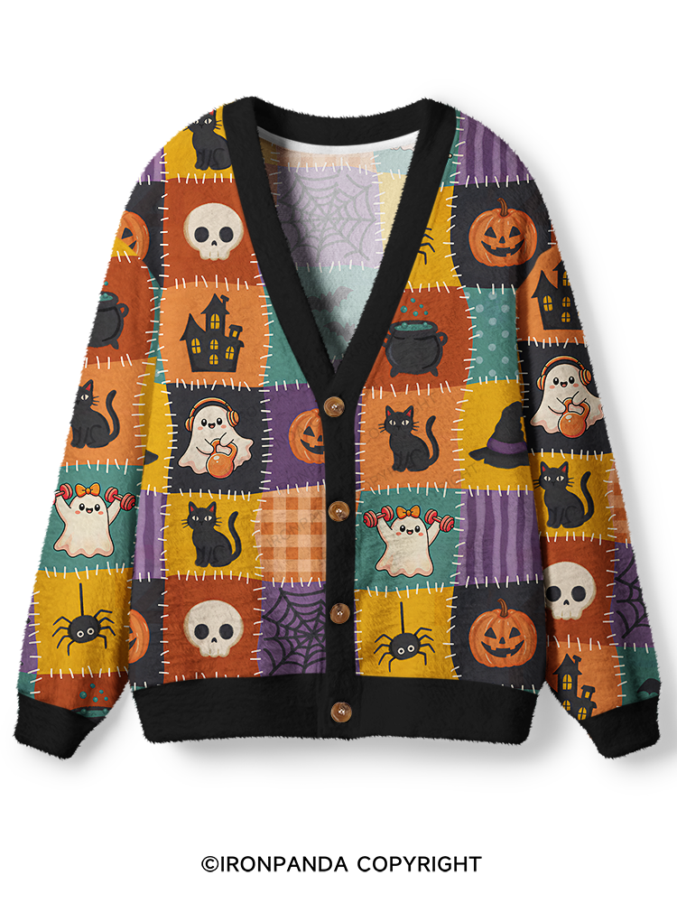 GHOST LIFTING AND BLACK CAT MAGIC Ugly Cardigan Sweater