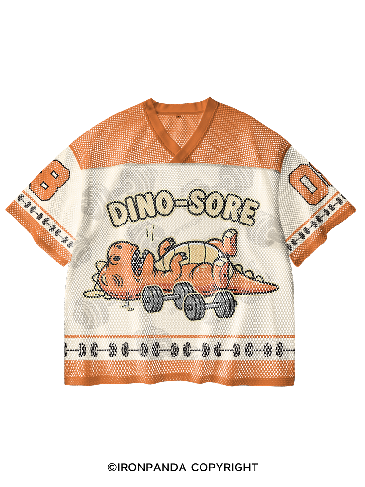 Dino-Sore Lifter Workout V-Neck Open Hole Mesh Top