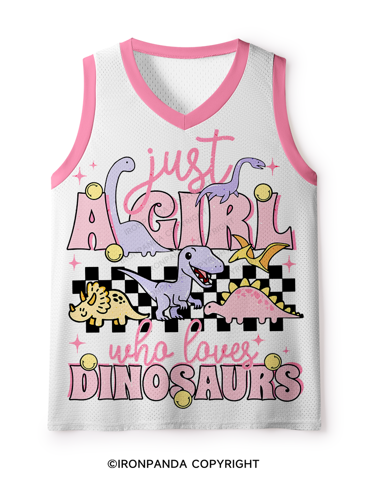 Just A Girl Who Loves Dinosaurs Cartoon Mesh Tank Top