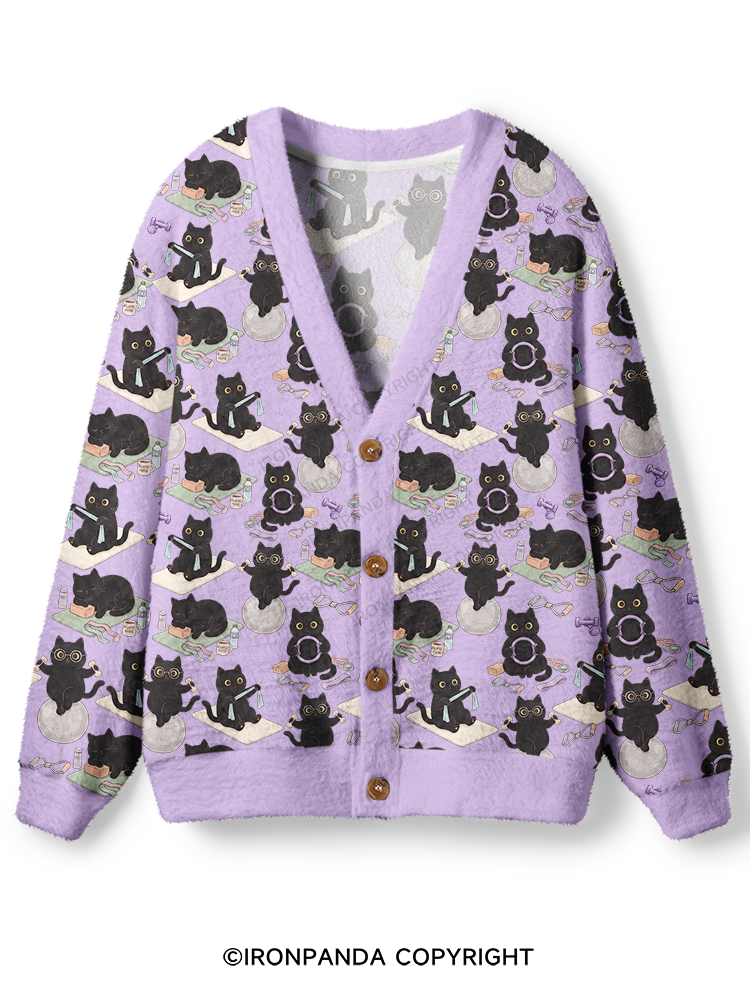 CAT HOME WORKOUT DIARY Ugly Cardigan Sweater