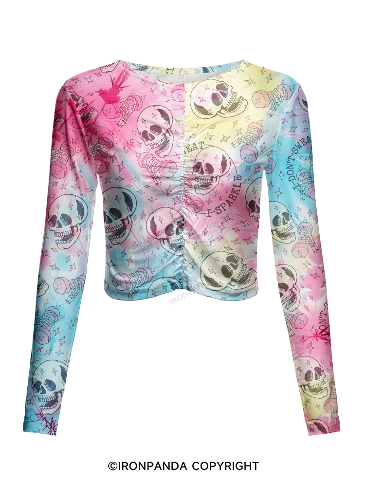SKELETON GYM SPARKLE VIBES Mesh Long Sleeve Top