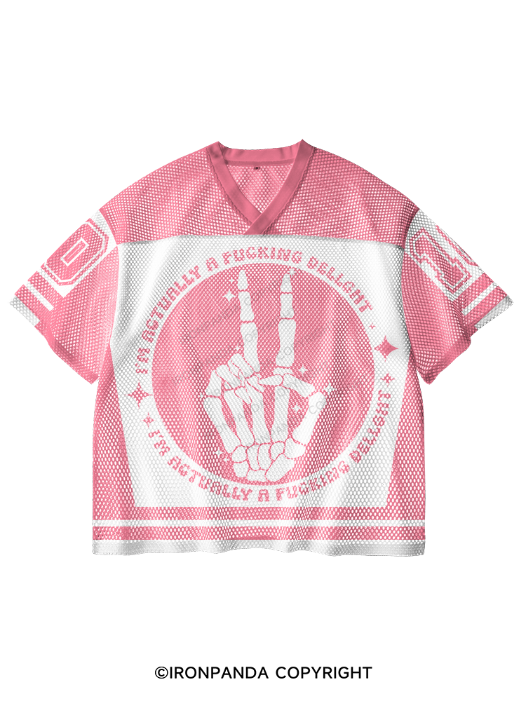 SORRY YOU'RE INTIMIDATED BY MY RESTING BITCH FACE V-Neck Open Hole Mesh Top