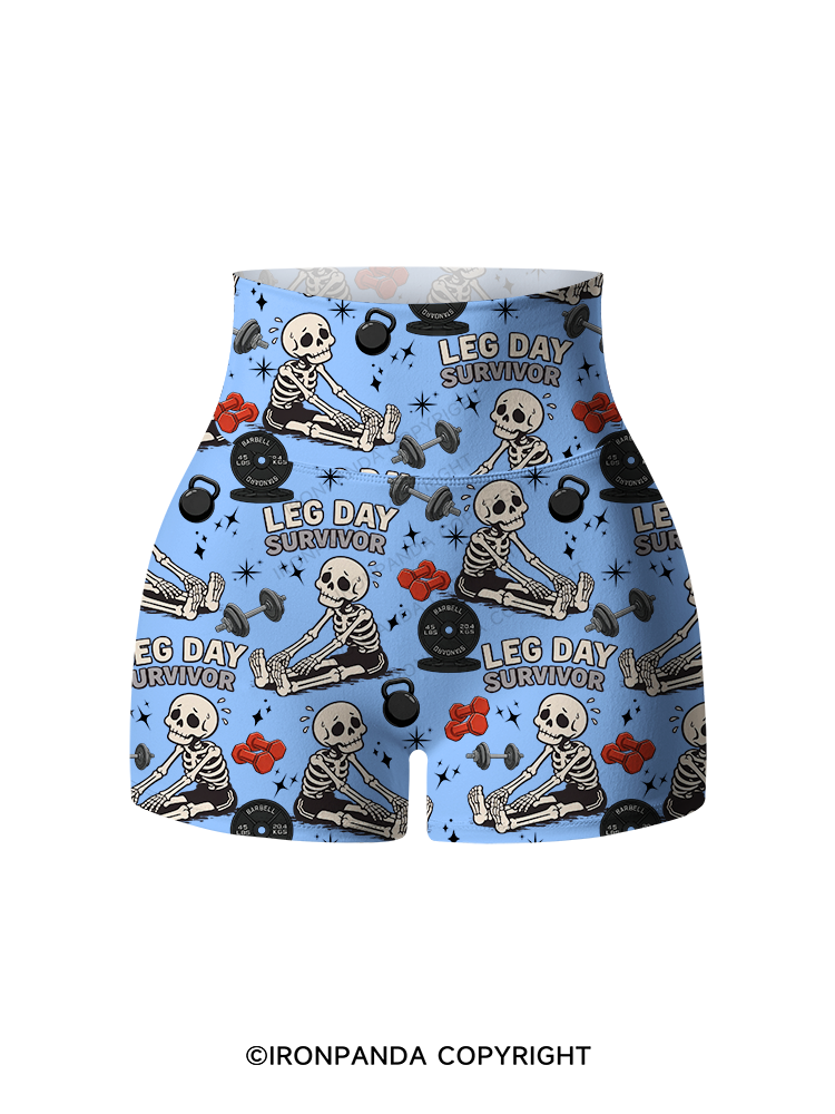 Leg Day Survivor Printed Yoga Shorts