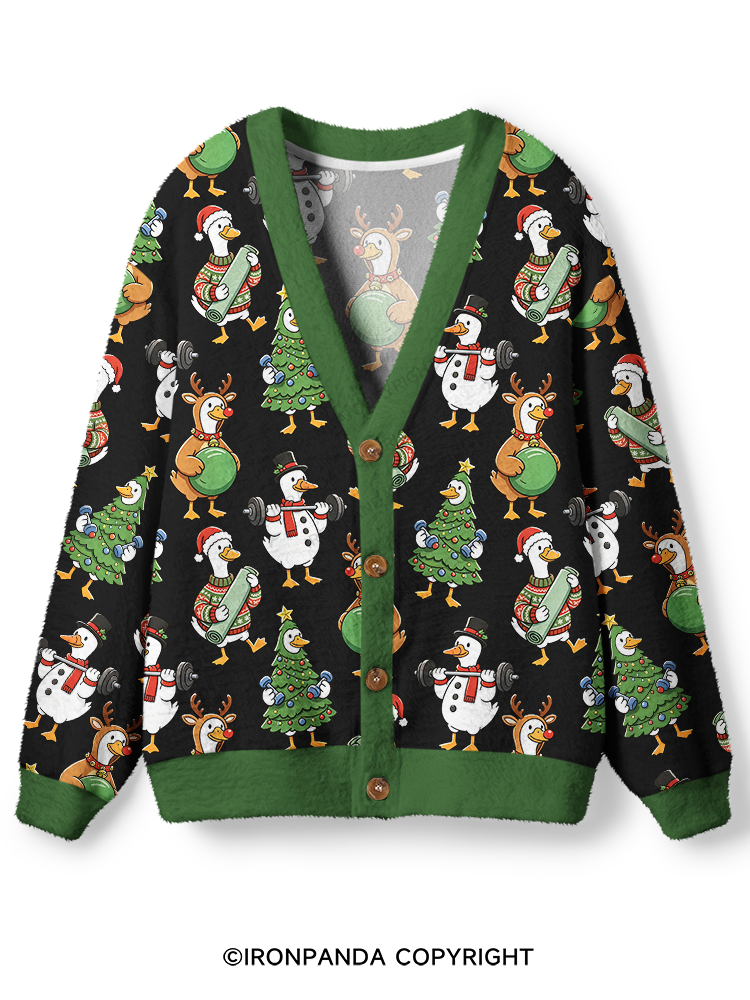 Christmas Fitness Goose Ugly Cardigan Sweater
