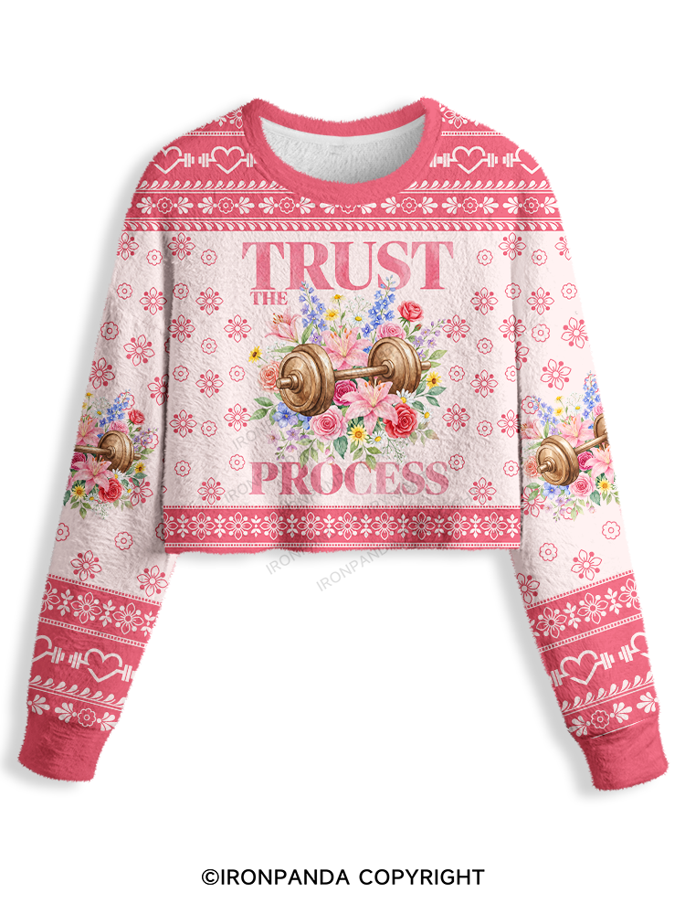 TRUST THE PROCESS Dumbbell Crop Ugly Sweater