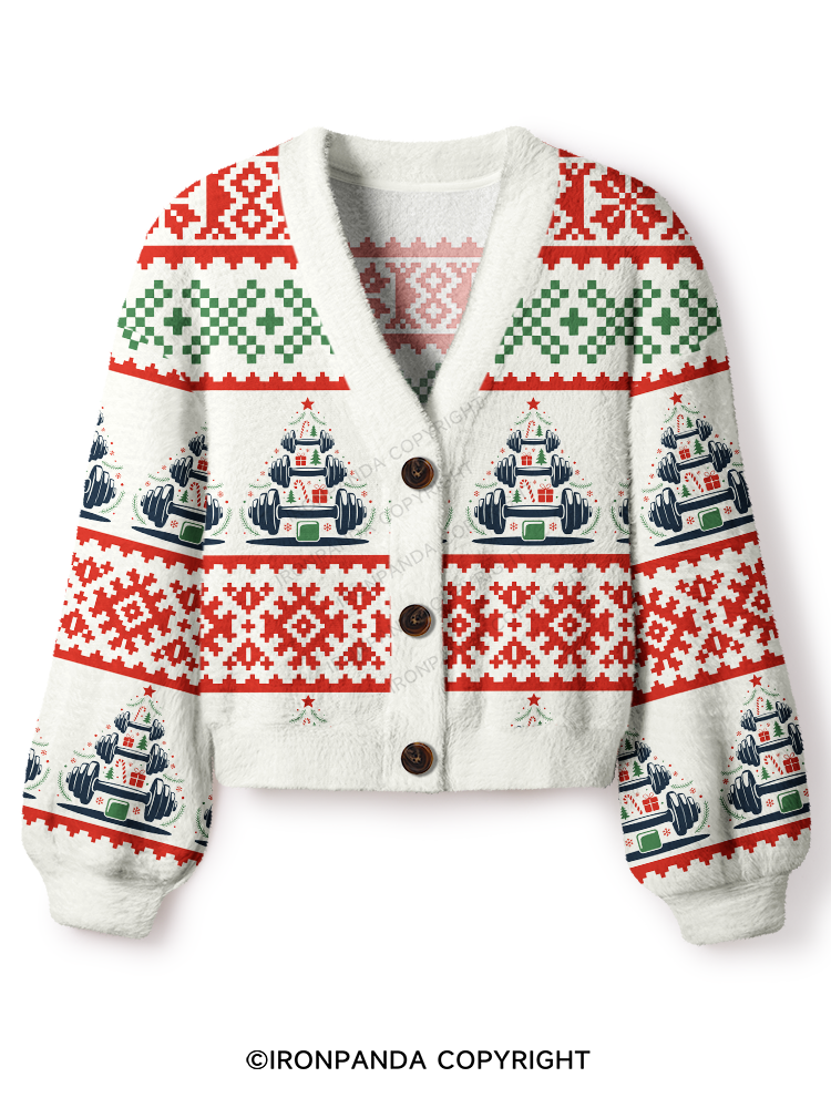 Merry Liftmas Funny Christmas Gym Crop Ugly Cardigan Sweater