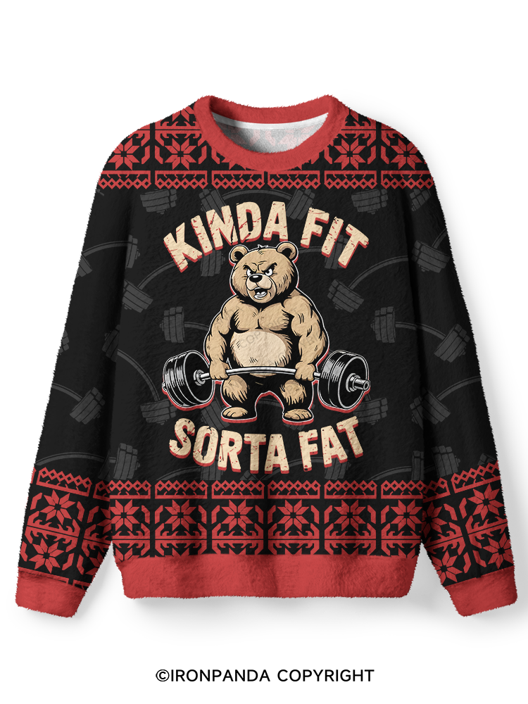 KINDA FIT SORTA FAT BEAR DEADLIFT Ugly Fuzzy Fleece Sweater