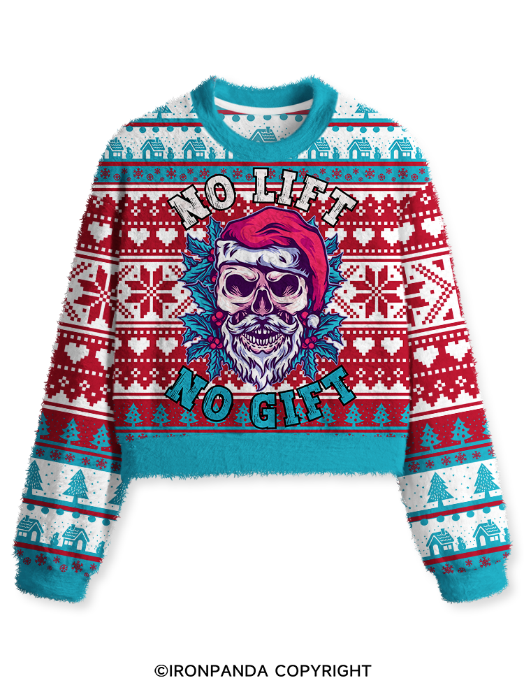 No Lift No Gift Fuzzy Fleece Crop Sweater