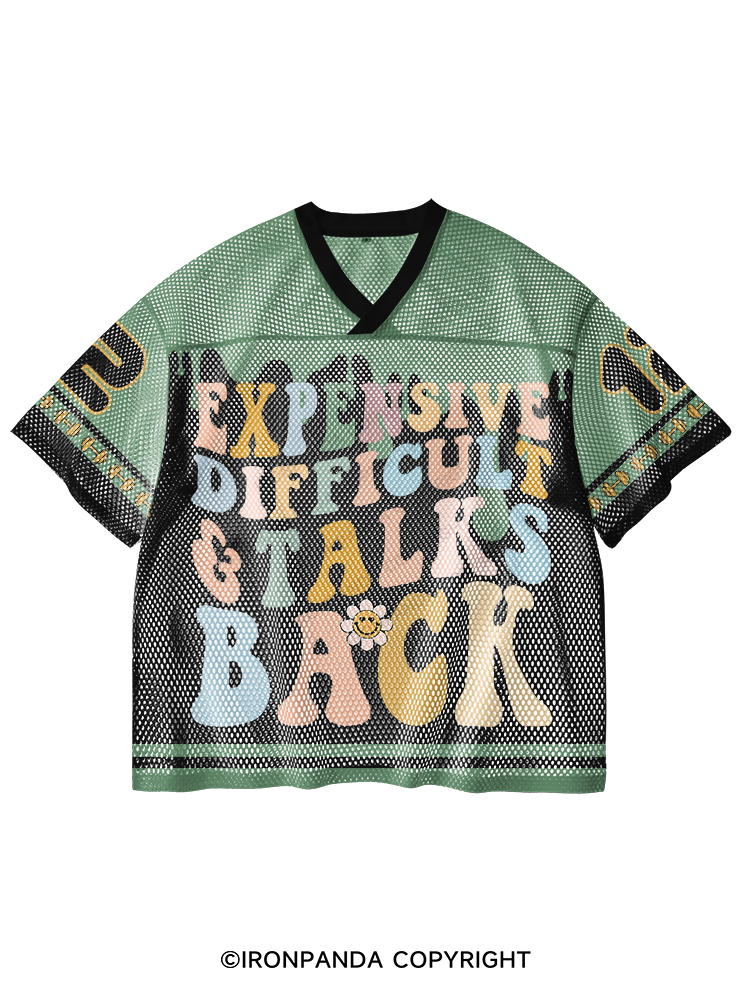 Expensive Difficult And Talks Back V-Neck Open Hole Mesh Top