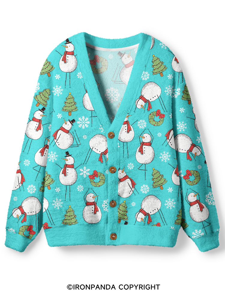 Snowman Christmas Yoga Ugly Cardigan Sweater