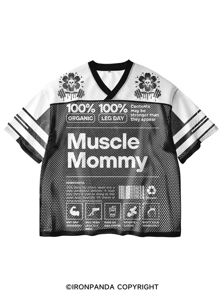 Muscle Mom V-Neck Open Hole Mesh Top