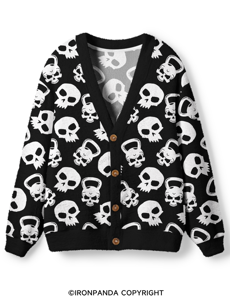 DARK SKULL KETTLEBELL Ugly Cardigan Sweater