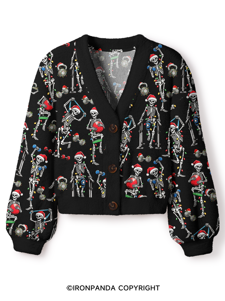 Funny Skeleton Crop Ugly Cardigan Sweater