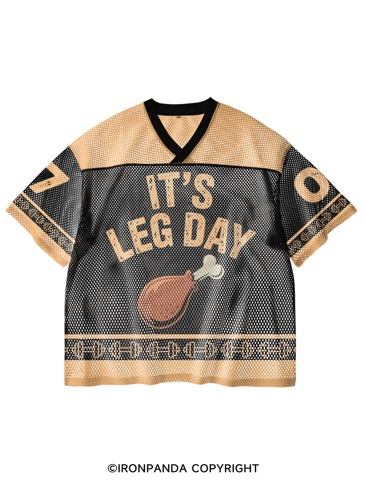 It's Leg Day V-Neck Open Hole Mesh Top