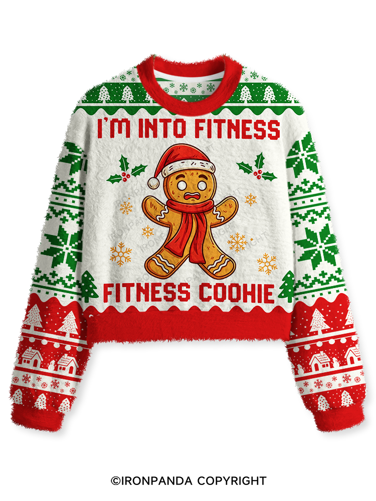 Funny Gingerbread Fitness Fuzzy Fleece Crop Sweater