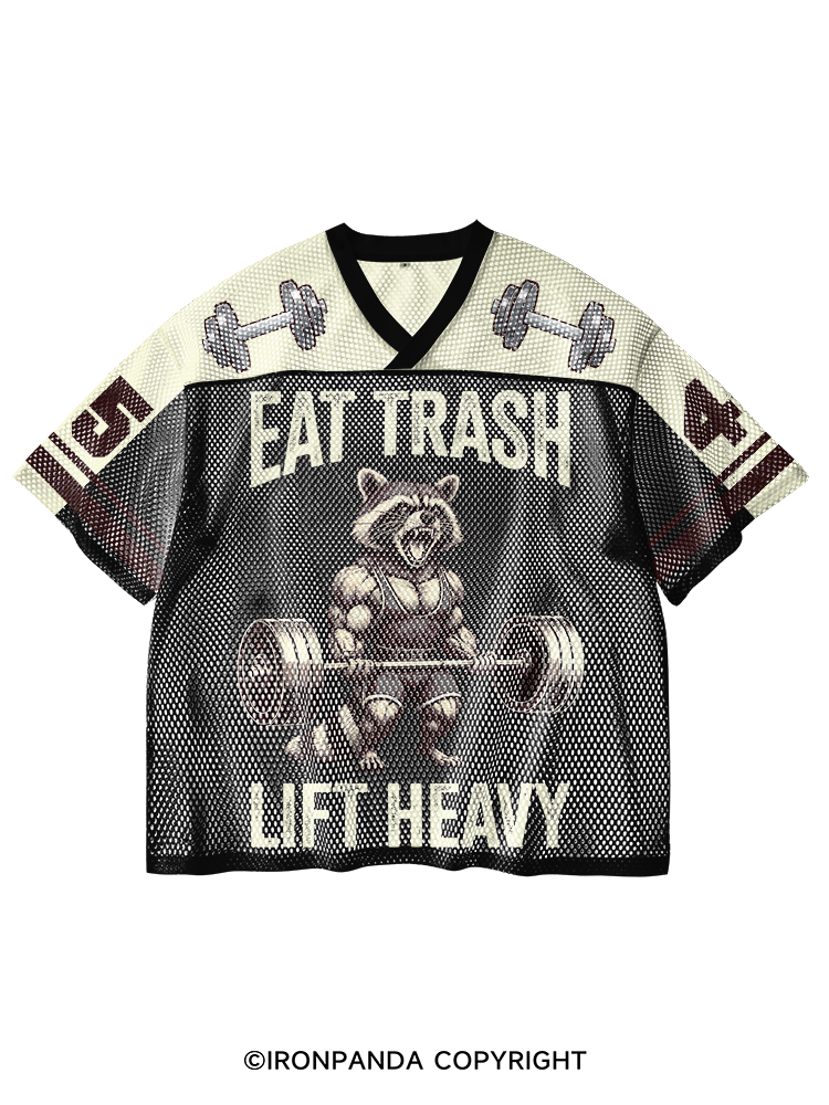 eat trash lift heavy raccoon V-Neck Open Hole Mesh Top