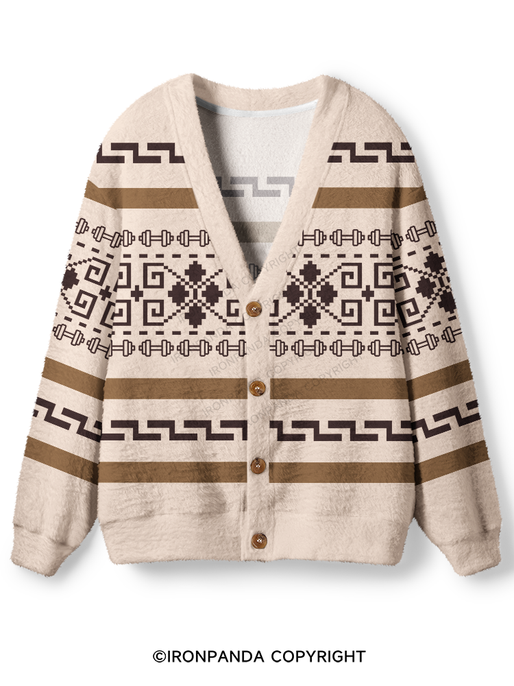 American Navajo Style Fitness Dumbbell Ugly Cardigan Sweater