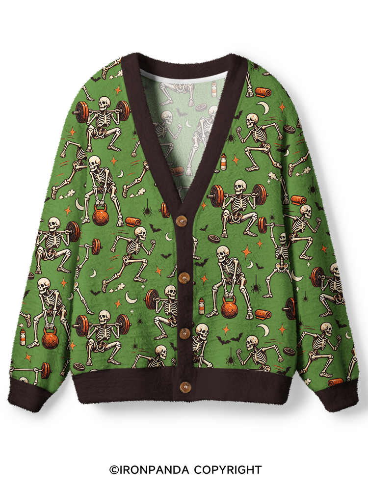 Skeleton Workout Ugly Cardigan Sweater