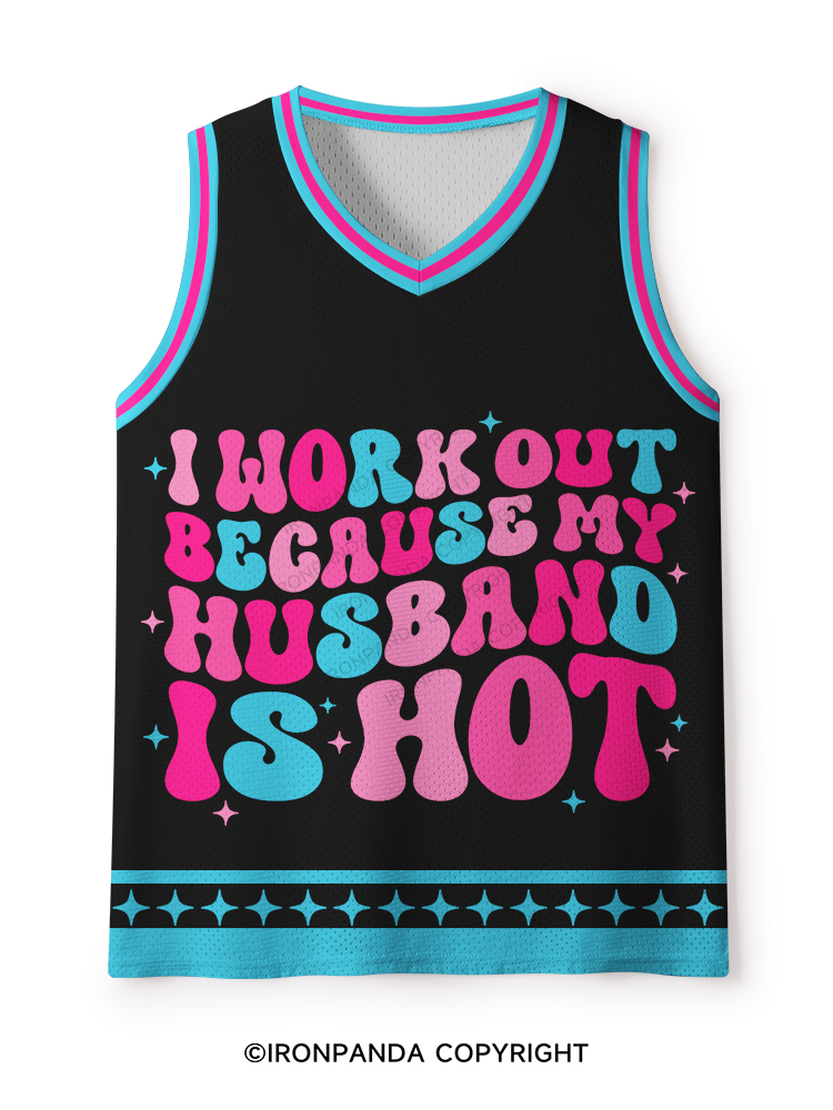 I Work Out Because My Husband is Hot Mesh Tank Top