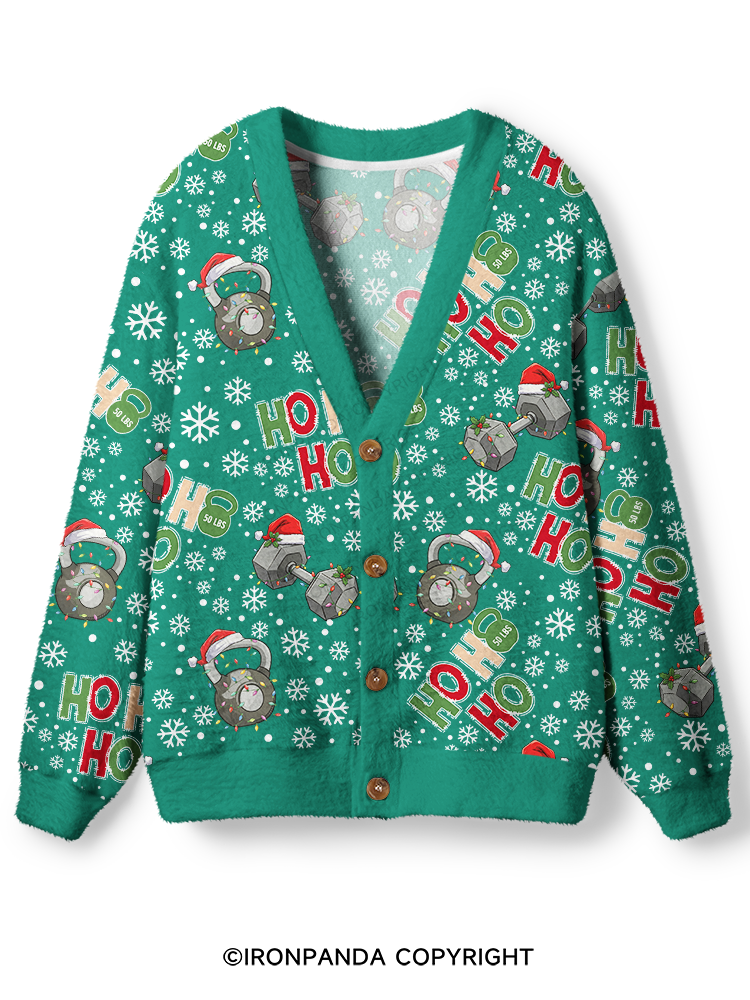 HOHOHO MERRY LIFTMASS Ugly Cardigan Sweater