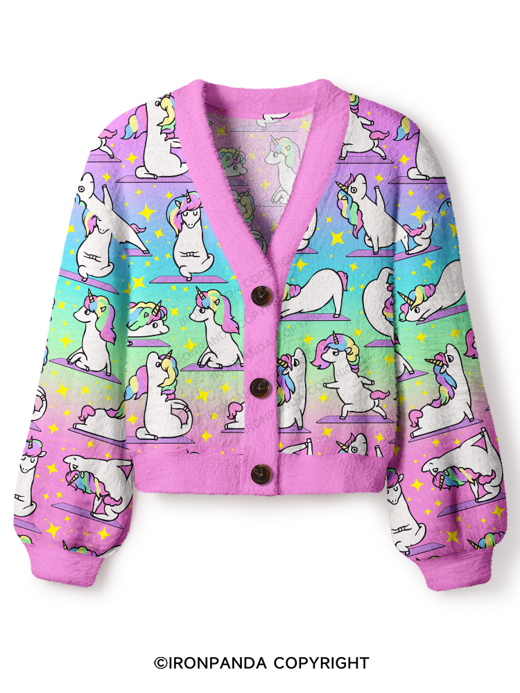 UNICORN YOGA STARLIGHT PARTY Crop Ugly Cardigan Sweater