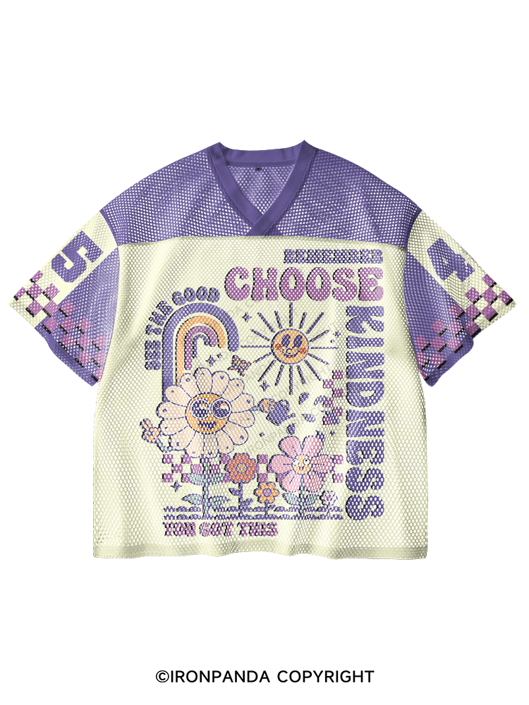 Choose Kindness V-Neck Open Hole Mesh Top