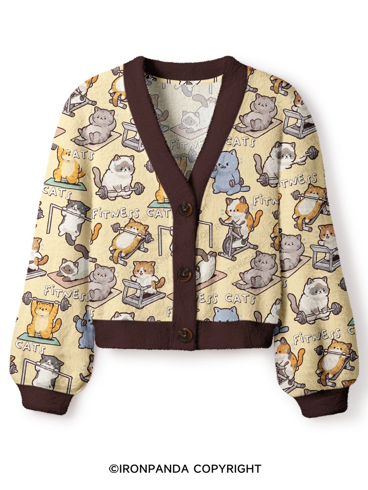 FITNESS Cats Crop Ugly Cardigan Sweater