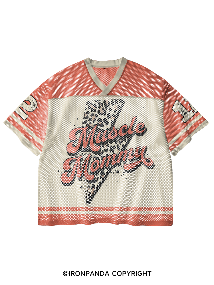 Retro Muscle Mommy V-Neck Open Hole Mesh Top