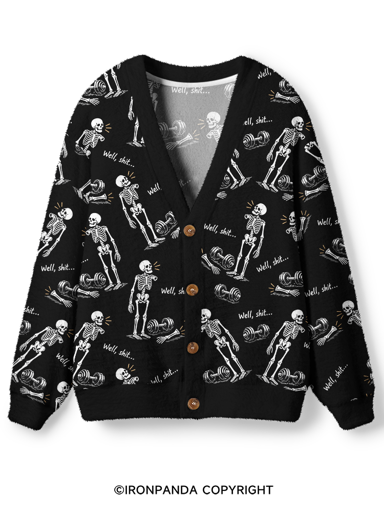 Well Shit Skeleton Ugly Cardigan Sweater