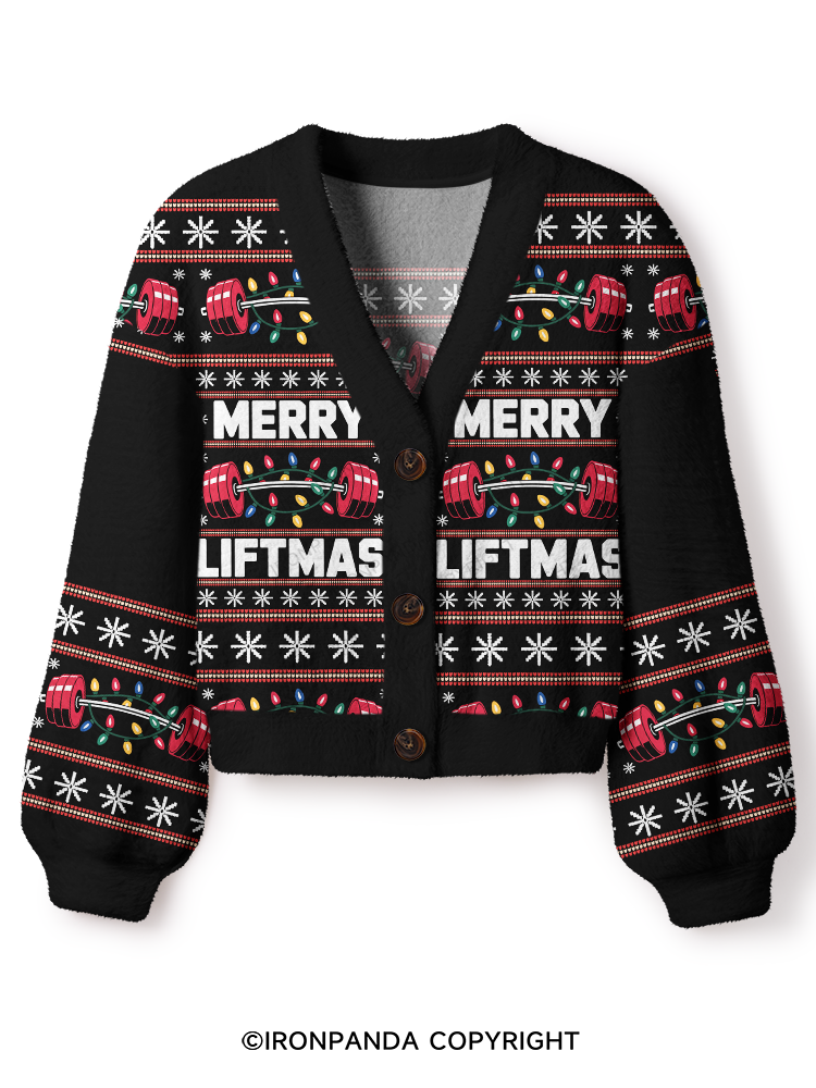 MERRY LIFTMAS XMAS SEASON Crop Ugly Cardigan Sweater