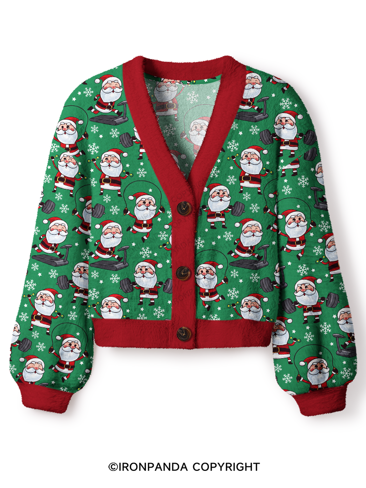 Christmas Workout Crop Ugly Cardigan Sweater