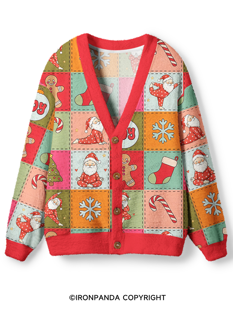 SANTA YOGA CHRISTMAS Ugly Cardigan Sweater
