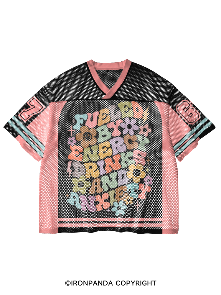 Fueled By Energy Drinks And Anxiety V-Neck Open Hole Mesh Top