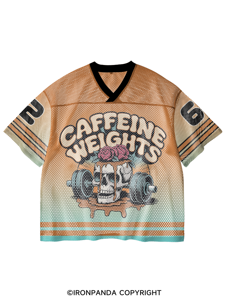 Caffeine weights skeleton V-Neck Open Hole Mesh Top
